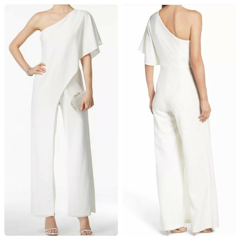 Adrianna Papell Sz 16 Jumpsuit Draped One-Shoulder